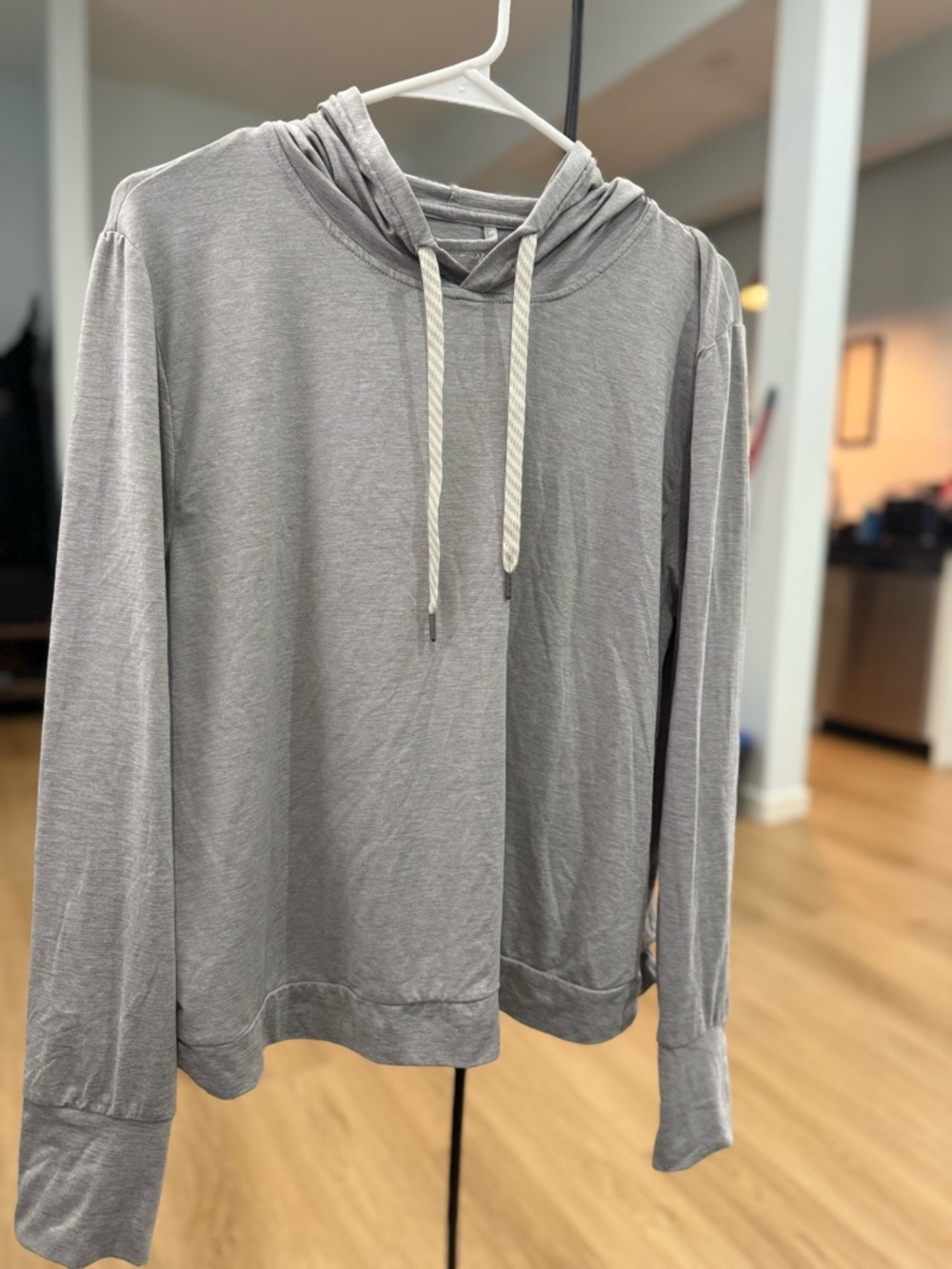 Light Gray Hooded Womens Long-Sleeve Shirt